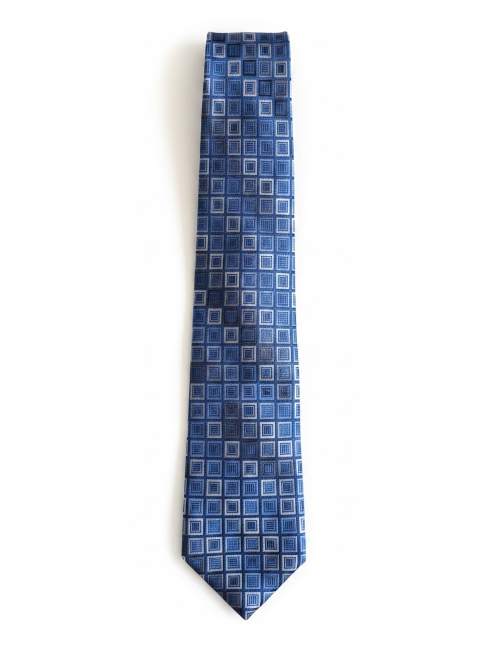 Michael Kors Silk Tie Blue Geometric Classic Necktie